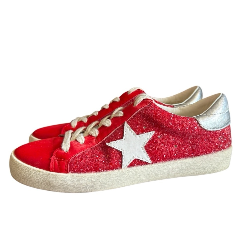Mi.iM Skylar Rubber Sole Lace-up Glitter Leather Star Sneakers Women’s Size 6.5